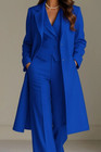 Royal Blue Women s Suit Lady Office Work Wear Long Jacket Pants Vest Three Piece