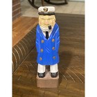 Vintage Hand Carved Wooden Sea Captain Sailor Nautical Figure Blue Coat 6   