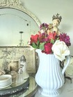 Nice  Antique White Ironstone Ribbed  Pitcher England 9 5  J w  Pankhurst