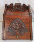 Antique 19th Century English Carved Walnut   Brass Coal Scuttle