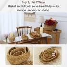 Scalloped Basket Set Of 3 Woven Seagrass Storage Baskets With Lids Decorative