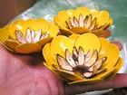 Three Metal Yellow Cactus Flowers For Accents And Embellishments