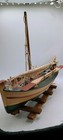S s Simpson Sailboat Model Wood 14 x5 x8  Nicely Detailed And Painted With Base