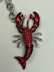 Rhode Island Lobster Sparkling Red Rhinestones With Charm Metal Keychain