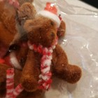 Vintage Flocked Teddy Bear Mini Figures Lot Of 6 Christmas Santa Hat Scarves Nos