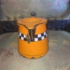 Rare Antique French Enamelware  Orange   Checkerboard