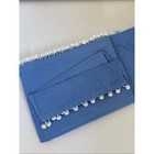 Pottery Barn Teen Muffy Cord Drape 44 x44  Periwinkle Blue Pom Poms W tie Back