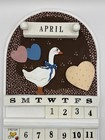 Vintage Wood Perpetual Wall Calendar Blue Ribbon Goose Complete Country Decor