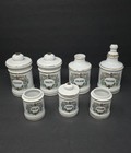 Vintage Porcelain Apothecary Medicine Jar Set Salts Cologne Gauze Perioxide