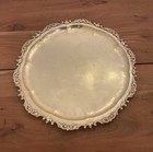 Vintage Ornate Solid Brass Tray   Platter 19    Round