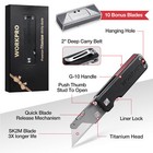 Workpro Premium Titanium Utility Knife  Cnc Unibody W 10 Extra Blades G-10handle