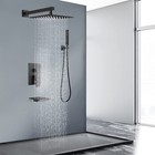 Shower Faucet Set With Mixer Valve Black Rain Shower Head Combo System Tub Spout