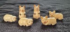 Vintage Six Little Pig Ceramic Figues Hand Painted Miniature Collectible Pigs