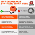 Heavy Duty Synthetic Winch Rope Cable Kit 1 2 x 100ft 32000lbs For Truck Suv Utv