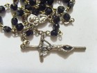 Vintage Catholic Religious Black Beads Rosary Papal Crucifix 52561