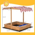 Kids Sandbox With Cover W  Adjustable Canopy Seats Plastic Basins For Backyard