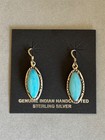 Unused Navajo Sterling Silver And Kingman Turquoise Earrings Signed T