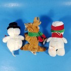 3 Ty Jingle Beanies Lot Jingly Reindeer Coolston Flakesy Snowman Christmas 2007
