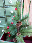 Antique Wood Box Red   Green Milk Paint Peace Stencil   Christmas Tree