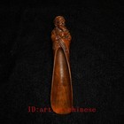 6 2 Inch Old Chinese Boxwood Hand Carved Old Man Statue Tea Spoon Collection
