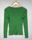 Premise Top Womens Xs Green Ribbed Pullover Shirt Scoop Neck Long Sleeve Stretch