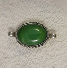 Antique Native American Sterling Silver Green Aventurine Lavalier Pendant Navajo