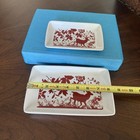Set Of 2 Vintage Room Creative Holiday Silhouettes Red Elk Small Christmas Trays