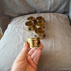 6pc Gold Tone Brass Napkin Rings W  Cabochon Gem Accents Red Green Blue