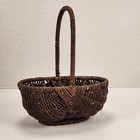 Vtg Woven Rustic Wicker Reed Farmhouse Loop Handle Folk Art Small Basket 9 25 