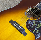 Vintage Sunburst Solid Spruce Top Acoustic Electirc Guitar With Flower Inlay