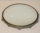 Antique Beveled Edge Mirror Plateau     Floral Feet     15    Diameter