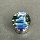 Contemporary Handmade Art Glass Marble  74  Sparkly Uv Reactive Mib  Blue  Swirl
