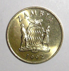 1992 Zambia Coin 1 Kwacha Taita Falcons On Branch Bird Animal Wildlife Africa