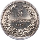 1913  Kingdom Of Bulgaria  Ferdinand I  Cu-ni 5 Stotinki Coin  Gem  Pcgs Ms-66 