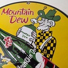 Vintage Mountain Dew Porcelain Sign - Moonshiner Bottle Boy Sign
