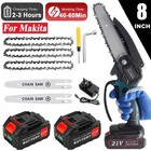8inch Electric Mini Chainsaw Cordless Handheld Saw 2 Battery   3chain For Makita