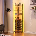 4-tier Corner Led Wine Rack With Glass Holder   Shelves Industrial Bar Cabinet