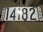 A  1908 Massachusetts Porcelain License Plate