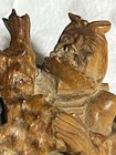 Chinese Asian Warrior Wood Hand Carved Burl Wood Figurine 3x4x3   