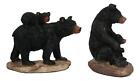 Ebros Western Rustic Black Mama Bear Playing W  Baby Cub Set Of 4 Mini Figurines