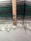 Authentic Mexican Poncho Blanket Green Black White Boho Serape Baja Falsa