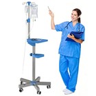 Iv Pole With Wheels Medical Portable Iv Stand With 4 Hooks And Tray  52 3    To 70