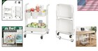 2 Tier Metal Utility Cart Folding Storage Trolley Moving For Kitchen Living