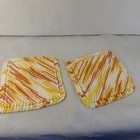 Handmade Set Of 2 Crochet Cotton Dish Cloths Or Wash Cloths Retro Style 60s 70s