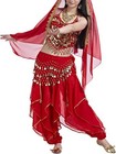 6pcs Red Belly Dance Hip Scarf Coins Dancing Skirt Waist Scarves Wrap Belt Xmas