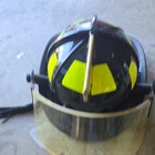 2005 Cairns   Brother Std 1010 Black Firefighter Helmet   Shield  Eagle   Strap