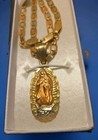Solid 14k Gold   25 1g   Tricolor Valentino Chain Our Lady Of Guadalupe   