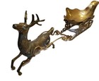 Vintage Solid Brass Christmas Reindeer Deer   Sleigh Holiday Decor