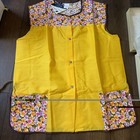 Vintage Fowler   s  Aprons Set Of 2 Yellow Pink Floral Buttons Size M
