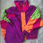 Vintage Panda East West Women s Wind Neon Track Suit Jacket Panst 80s 90s Med